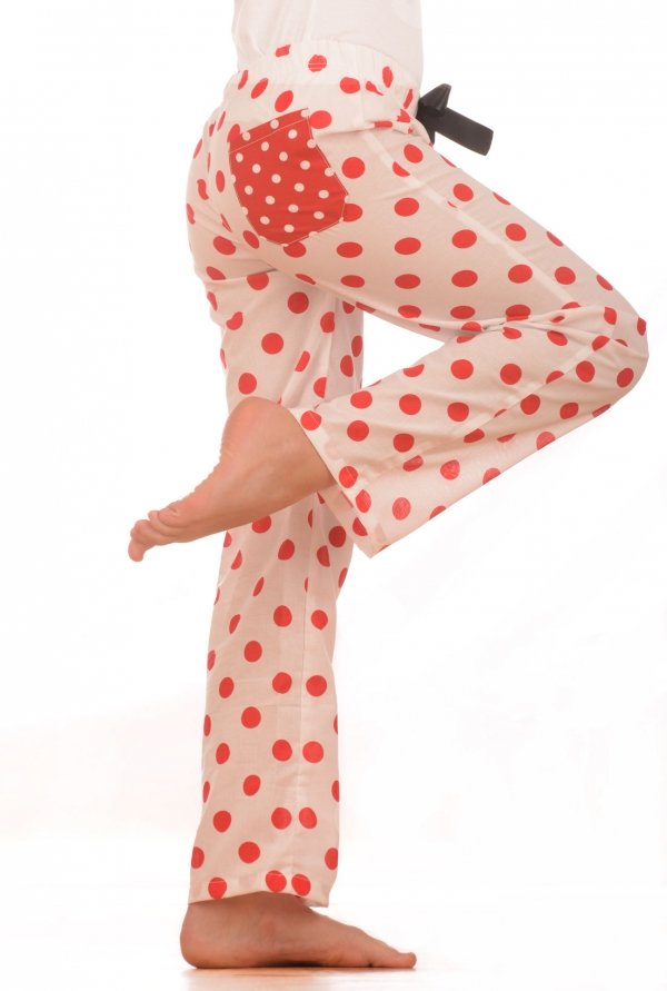 Dívčí pyžamové kalhoty - puntík červený